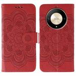 For Honor X9b / X50 / Magic6 Lite / X50 GT Sun Mandala Embossing Pattern Phone Leather Case(Red)