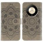 For Honor X9b / X50 / Magic6 Lite / X50 GT Sun Mandala Embossing Pattern Phone Leather Case(Grey)