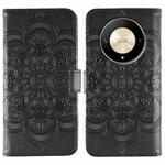 For Honor X9b / X50 / Magic6 Lite / X50 GT Sun Mandala Embossing Pattern Phone Leather Case(Black)