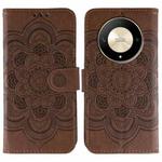 For Honor X9b / X50 / Magic6 Lite / X50 GT Sun Mandala Embossing Pattern Phone Leather Case(Brown)