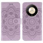 For Honor X9b / X50 / Magic6 Lite / X50 GT Sun Mandala Embossing Pattern Phone Leather Case(Purple)