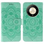 For Honor X9b / X50 / Magic6 Lite / X50 GT Sun Mandala Embossing Pattern Phone Leather Case(Green)