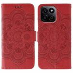 For Honor Play 60 Plus / 200 Smart / X7C Sun Mandala Embossing Pattern Phone Leather Case(Red)