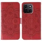 For Honor X6c 4G Sun Mandala Embossing Pattern Phone Leather Case(Red)