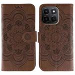 For Honor X6c 4G Sun Mandala Embossing Pattern Phone Leather Case(Brown)