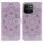 For Honor X6c 4G Sun Mandala Embossing Pattern Phone Leather Case(Purple)