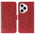 For Honor 400 Pro Global 160.8mm Sun Mandala Embossing Pattern Phone Leather Case(Red)
