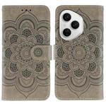 For Honor 400 Pro Global 160.8mm Sun Mandala Embossing Pattern Phone Leather Case(Grey)