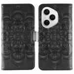For Honor 400 Pro Global 160.8mm Sun Mandala Embossing Pattern Phone Leather Case(Black)