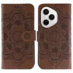 For Honor 400 Pro Global 160.8mm Sun Mandala Embossing Pattern Phone Leather Case(Brown)
