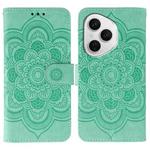 For Honor 400 Pro Global 160.8mm Sun Mandala Embossing Pattern Phone Leather Case(Green)