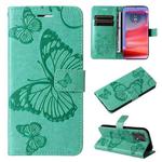 For Motorola Edge 50 Pro 3D Butterfly Embossed Pattern Flip Leather Phone Case(Green)