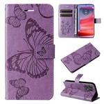 For Motorola Edge 50 Pro 3D Butterfly Embossed Pattern Flip Leather Phone Case(Purple)