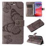 For Motorola Edge 50 Pro 3D Butterfly Embossed Pattern Flip Leather Phone Case(Grey)