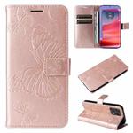 For Motorola Edge 50 Pro 3D Butterfly Embossed Pattern Flip Leather Phone Case(Rose Gold)