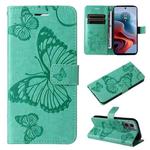 For Motorola Moto G34 3D Butterfly Embossed Pattern Flip Leather Phone Case(Green)