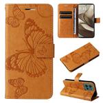 For Motorola Edge 50 5G 3D Butterfly Embossed Pattern Flip Leather Phone Case(Yellow)