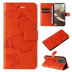 For Motorola Edge 50 5G 3D Butterfly Embossed Pattern Flip Leather Phone Case(Orange)