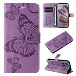 For Motorola Edge 50 Neo 3D Butterfly Embossed Pattern Flip Leather Phone Case(Purple)