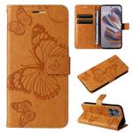 For Motorola Edge 50 Neo 3D Butterfly Embossed Pattern Flip Leather Phone Case(Yellow)