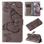 For Motorola Edge 50 Neo 3D Butterfly Embossed Pattern Flip Leather Phone Case(Grey)