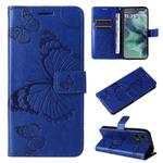 For Motorola Moto G35 3D Butterfly Embossed Pattern Flip Leather Phone Case(Blue)