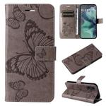 For Motorola Moto G35 3D Butterfly Embossed Pattern Flip Leather Phone Case(Grey)