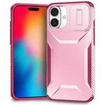 For iPhone 16 Plus Sliding Camshield Phone Case(Pink + Rose Red)