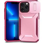 For iPhone 13 Pro Sliding Camshield Phone Case(Pink + Rose Red)