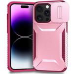 For iPhone 14 Pro Sliding Camshield Phone Case(Pink + Rose Red)