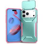 For iPhone 17 Pro Max Sliding Camshield Phone Case(Pink + Grey Green)