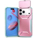 For iPhone 17 Pro Max Sliding Camshield Phone Case(Grey Green + Pink)