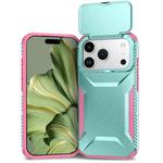 For iPhone 17 Pro Sliding Camshield Phone Case(Pink + Grey Green)