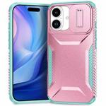 For iPhone 17 Sliding Camshield Phone Case(Grey Green + Pink)