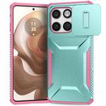 For Motorola Edge 5G 2025 Sliding Camshield Phone Case(Pink + Grey Green)