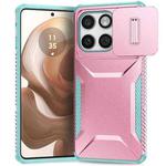 For Motorola Edge 5G 2025 Sliding Camshield Phone Case(Grey Green + Pink)