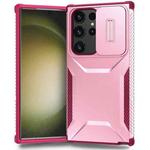 For Samsung Galaxy S23 Ultra 5G Sliding Camshield Phone Case(Pink + Rose Red)