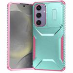 For Samsung Galaxy S24 FE 5G Sliding Camshield Phone Case(Grey Green + Pink)