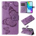 For vivo Y03 3D Butterfly Embossed Pattern Flip Leather Phone Case(Purple)