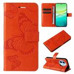 For vivo Y38 / Y200i / T3x Global 3D Butterfly Embossed Pattern Flip Leather Phone Case(Orange)