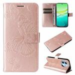 For vivo Y38 / Y200i / T3x Global 3D Butterfly Embossed Pattern Flip Leather Phone Case(Rose Gold)