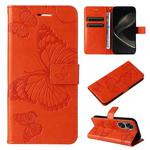 For Huawei nova 12 SE / nova 11 SE 3D Butterfly Embossed Pattern Flip Leather Phone Case(Orange)
