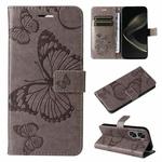 For Huawei nova 12 SE / nova 11 SE 3D Butterfly Embossed Pattern Flip Leather Phone Case(Grey)