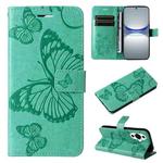 For Huawei nova 12s 3D Butterfly Embossed Pattern Flip Leather Phone Case(Green)