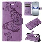 For Huawei nova 12s 3D Butterfly Embossed Pattern Flip Leather Phone Case(Purple)