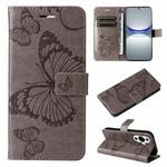 For Huawei nova 12s 3D Butterfly Embossed Pattern Flip Leather Phone Case(Grey)