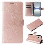 For Huawei nova 12s 3D Butterfly Embossed Pattern Flip Leather Phone Case(Rose Gold)