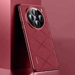 For vivo X200 Plain Leather PC Phone Case(Wine Red)