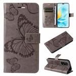 For Honor 200 Lite Global 3D Butterfly Embossed Pattern Flip Leather Phone Case(Grey)