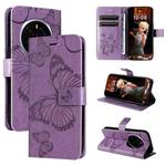 For Honor Magic7 Pro 3D Butterfly Embossed Pattern Flip Leather Phone Case(Purple)